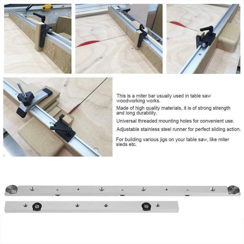 Fdit Miter Bar Slider, 11.81inch Aluminum Alloy Table Saw Gauge Rod with Adjustable Runner Woodworking Tool for Miter Sled Jigs - Image 3